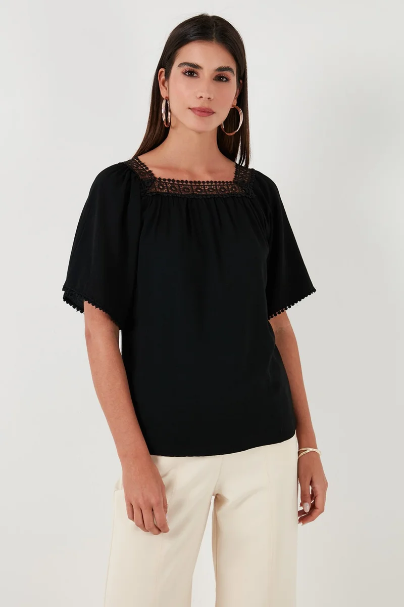 ليلا Laced Regular Fit Square Collar Blouse Women's Blouse 5865652