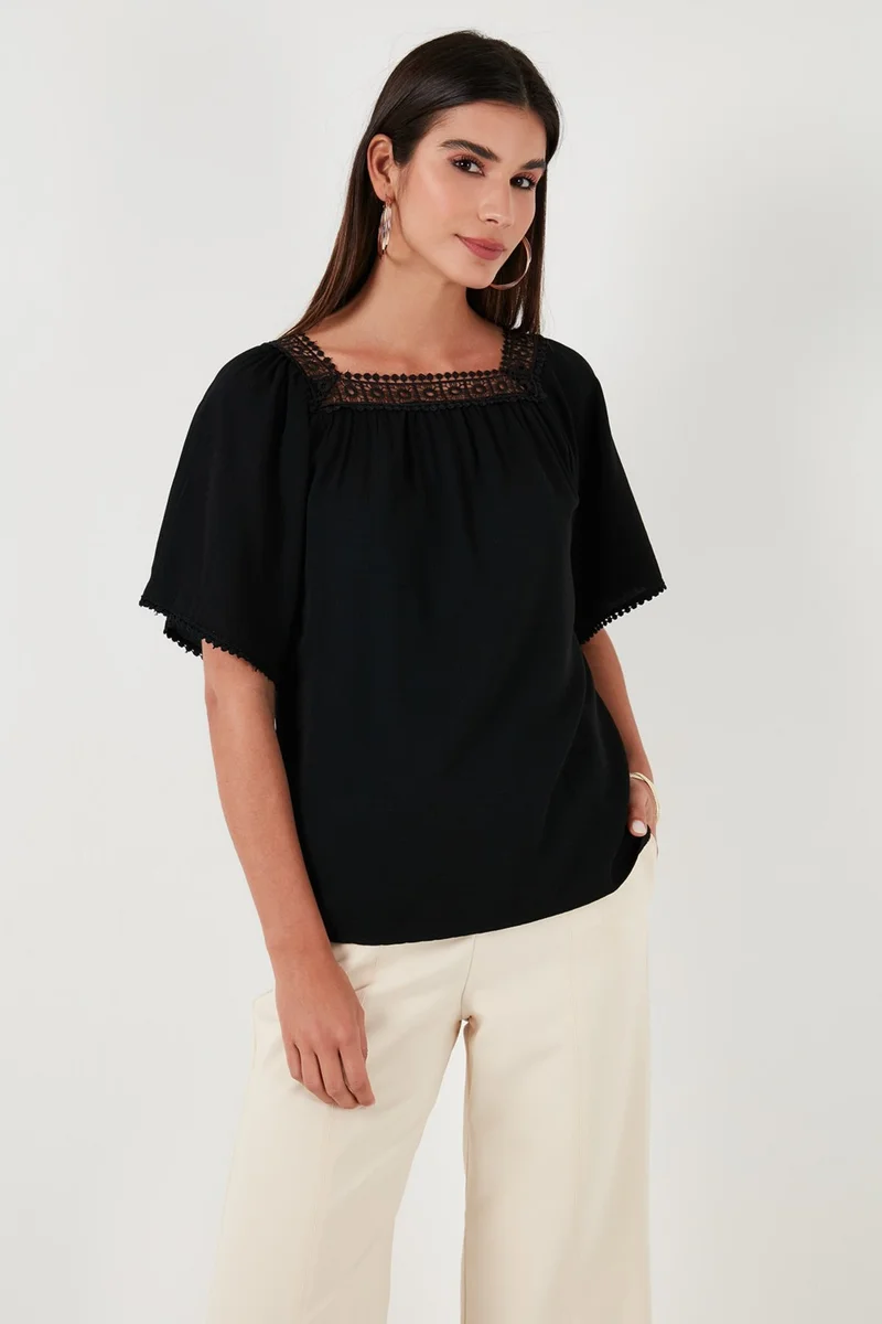 ليلا Laced Regular Fit Square Collar Blouse Women's Blouse 5865652