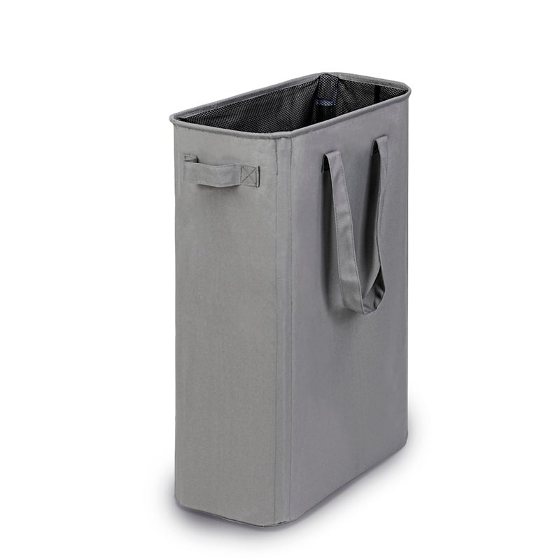 efluky Slim Laundry Basket, Narrow Laundry Hamper with Handles, Collapsible Dirty Clothes Hamper, Tall Laundry Bin for Laundry Room, Dorm and Bedroom, 12.7 Gallons(48L) Grey - Image 1