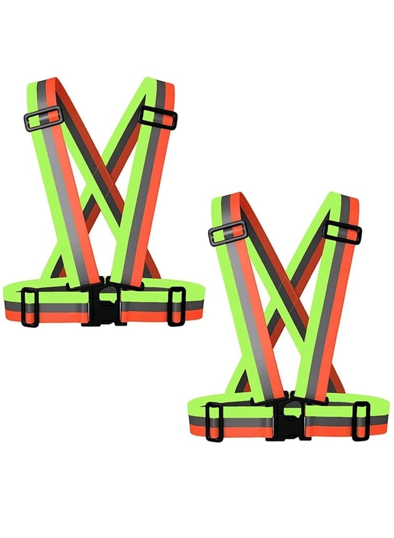 Meetion 2 Pack of Elastic Adjustable Reflective Straps Visible Gear Safety Vest for Outdoor Night Running, Jogging, Cycling, Walking, Hiking and Motorcycle Riding Reflective equipment  - Image 1