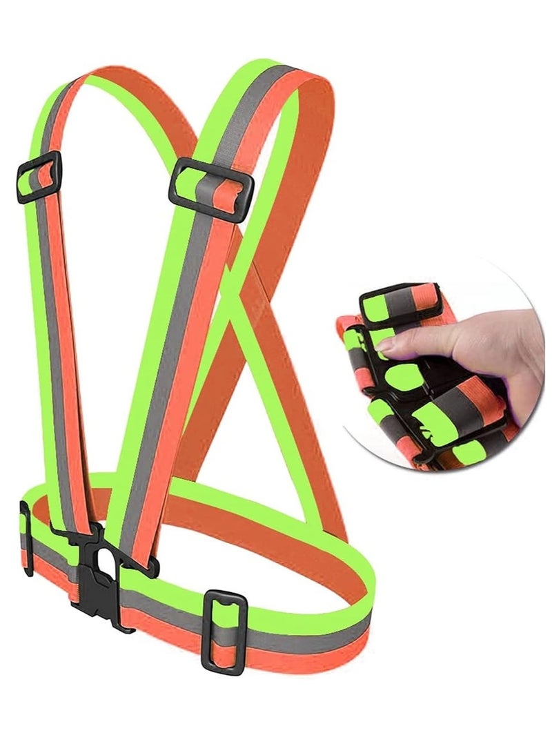 Meetion 2 Pack of Elastic Adjustable Reflective Straps Visible Gear Safety Vest for Outdoor Night Running, Jogging, Cycling, Walking, Hiking and Motorcycle Riding Reflective equipment  - Image 3