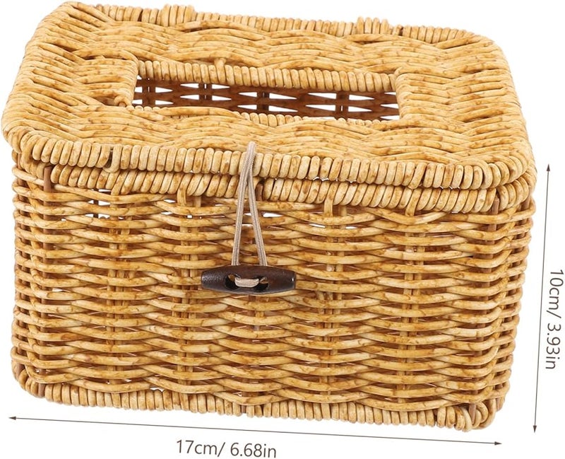 حامل علبة المناديل المنسوج من كابيلوك، تقليد للروطان، حافظة زخرفية ريفية للمنزل والمكتب - Image 5