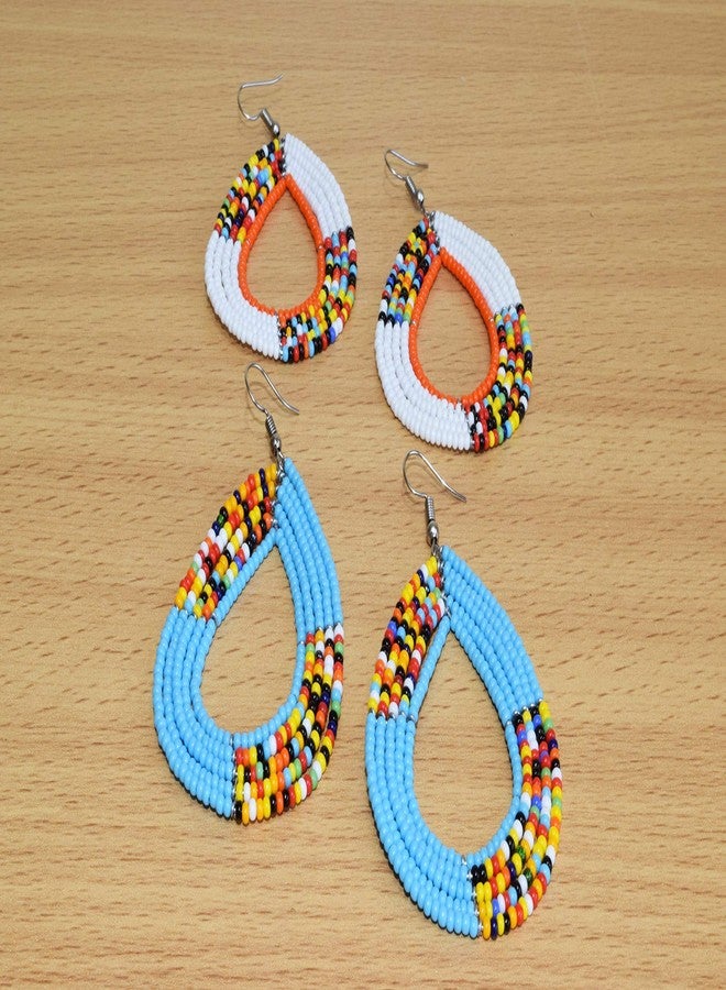 TEMBO AFRICA Set of 2 Maasai Beaded Earrings Handmade African Earrings Length: 3 Inches (with hooks) Boho Jewelry Gifts, AE27 - Image 2