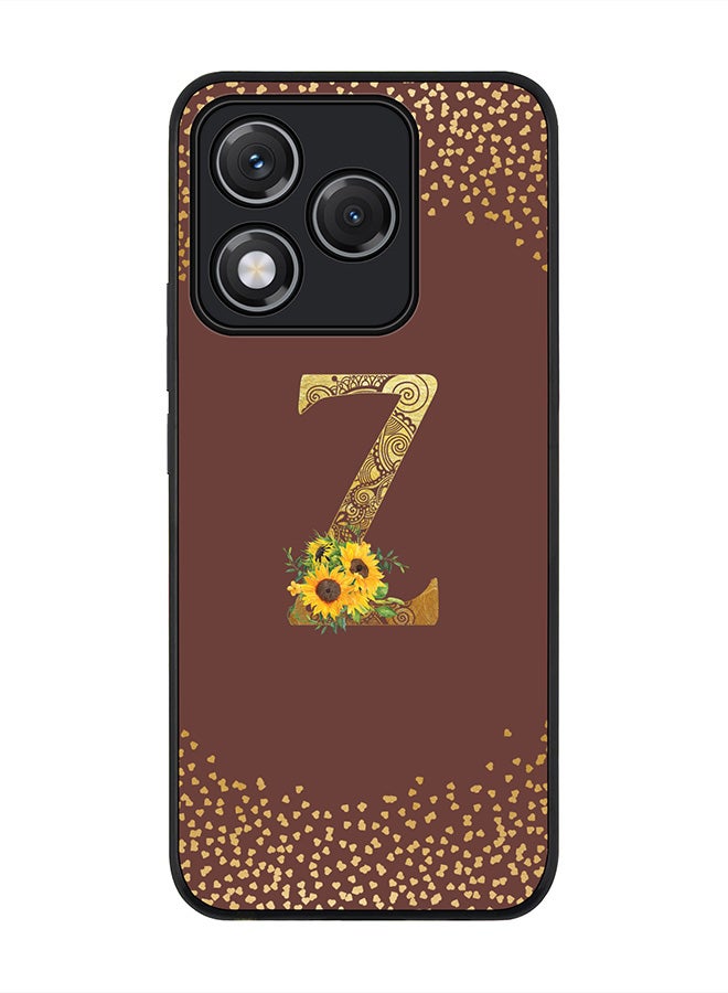 Stylizedd For Honor 400 Lite Case,Slim fit Camera Protection, Shockproof Thin Phone cover  - Custom Floral Monogram - Z  (Brown )