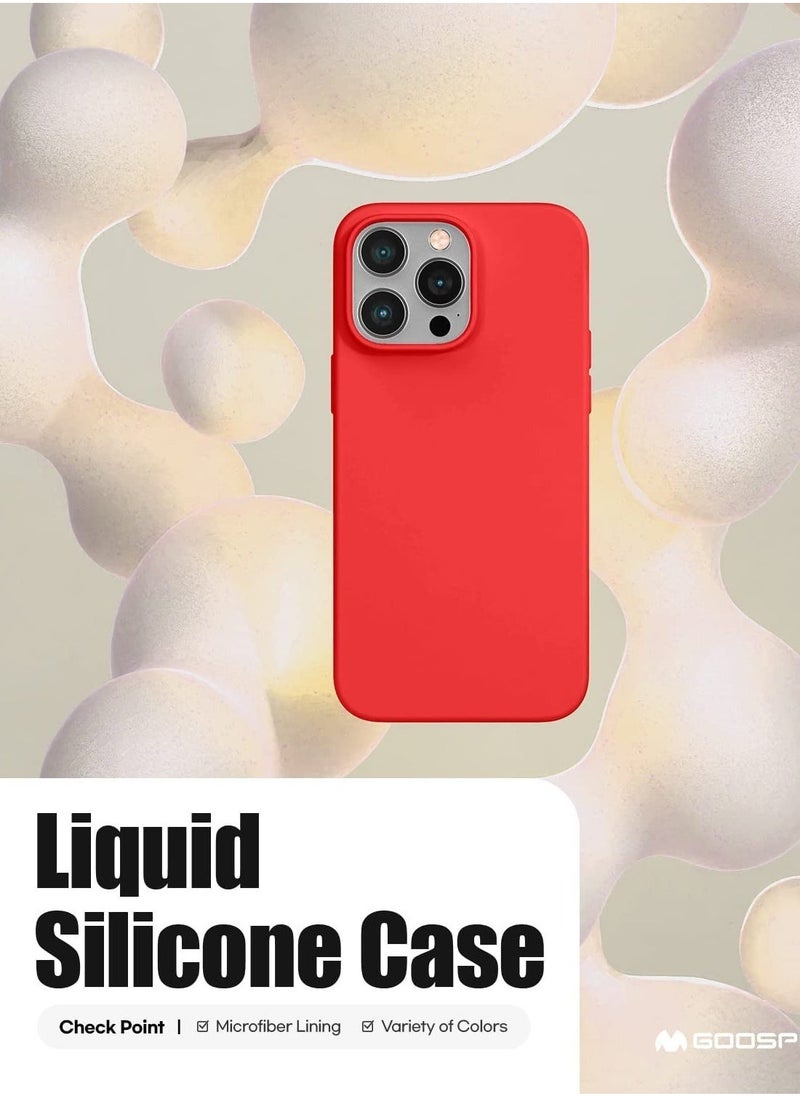 Raxoom Liquid Silicone Case Compatible with iPhone 14 Pro Max (6.7 inch), Silky-Soft Touch Full Body Protection Shockproof Cover Case with Soft Microfiber Lining - Red - Image 2