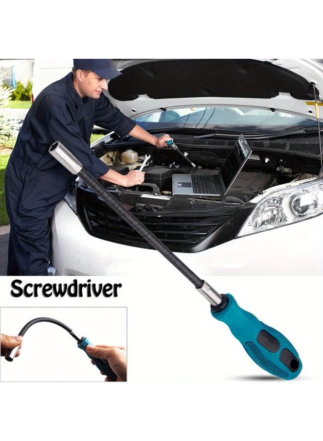 قطعتان أزرق مفك براغي سداسي متعدد الوظائف مرن ومقاوم للانزلاق، أداة يدوية بمقبس - Image 4