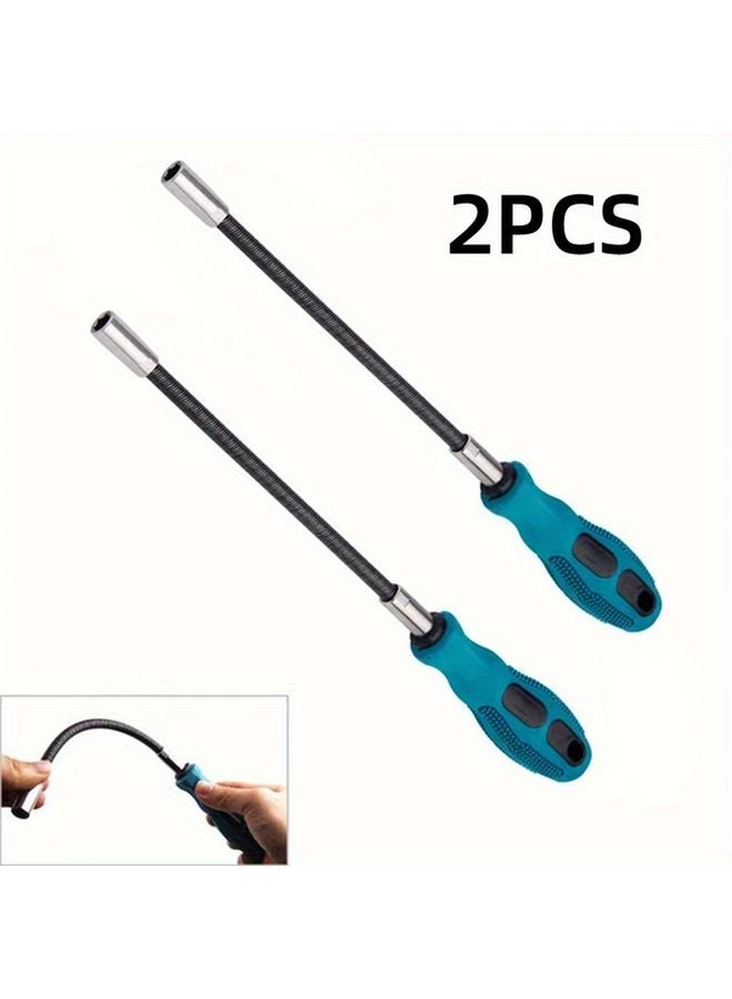 قطعتان أزرق مفك براغي سداسي متعدد الوظائف مرن ومقاوم للانزلاق، أداة يدوية بمقبس - Image 1