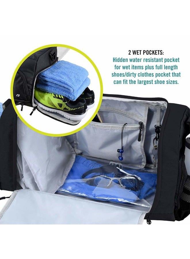 FocusGear Ultimate Gym Bag 2.0: The Durable Crowdsource Designed Duffel Bag with 10 Optimal Compartments Including Water Resistant Pouch (Black, Small (15")) - Image 3