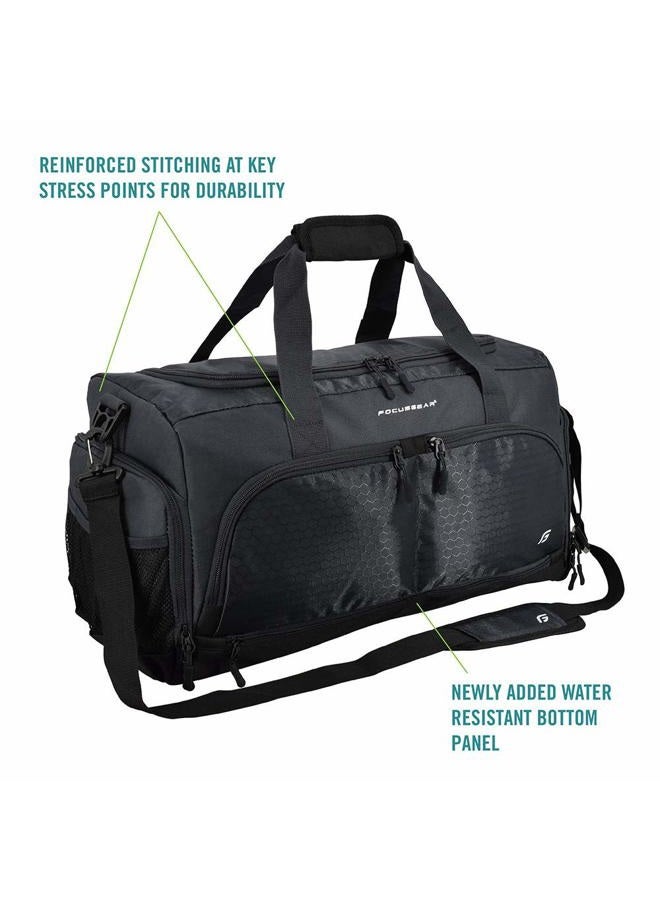 FocusGear Ultimate Gym Bag 2.0: The Durable Crowdsource Designed Duffel Bag with 10 Optimal Compartments Including Water Resistant Pouch (Black, Small (15")) - Image 5
