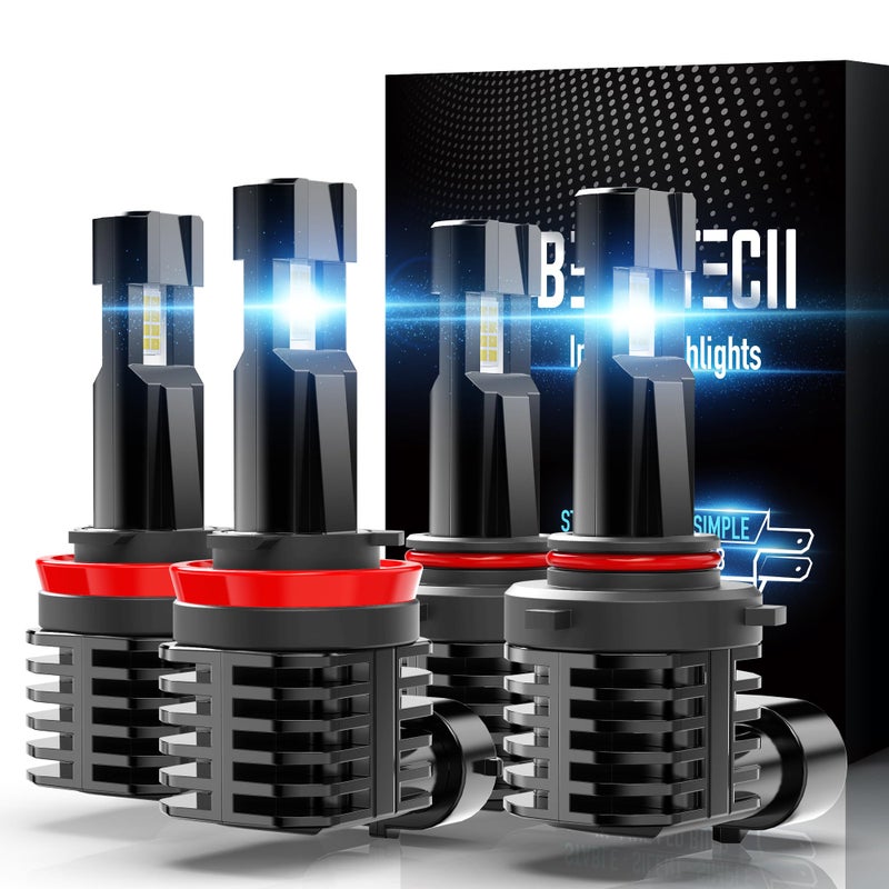 BEAMTECH 9005 H11 Bulbs, Fanless In Line HB3 H8 H9 Fog Light Bulb 6500K Xenon White Fog Light Of 4 - Image 1