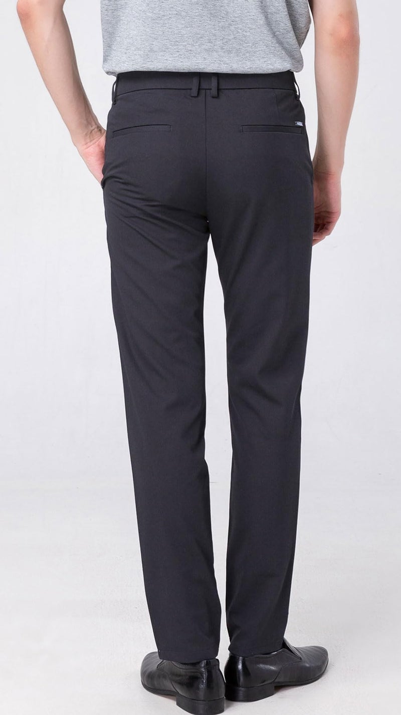 Plaid&Plain Men’s Slim Fit Dress Pants Stretch Dress Pants 8101Charcoal 28X30 - Image 2