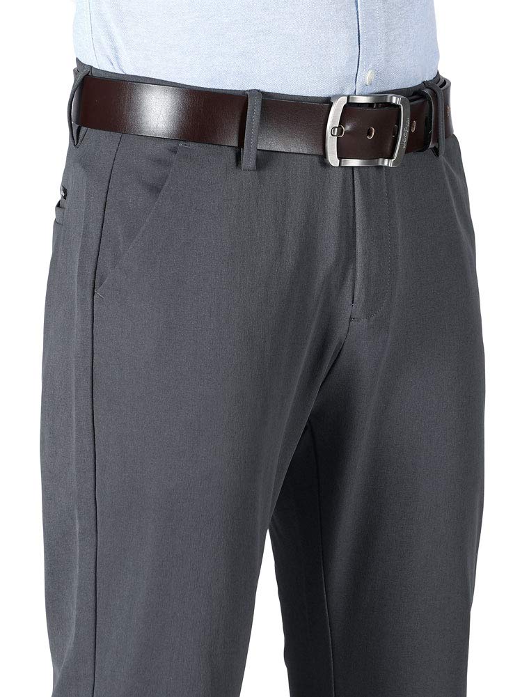 Plaid&Plain Men’s Slim Fit Dress Pants Stretch Dress Pants 8101Charcoal 28X30 - Image 4