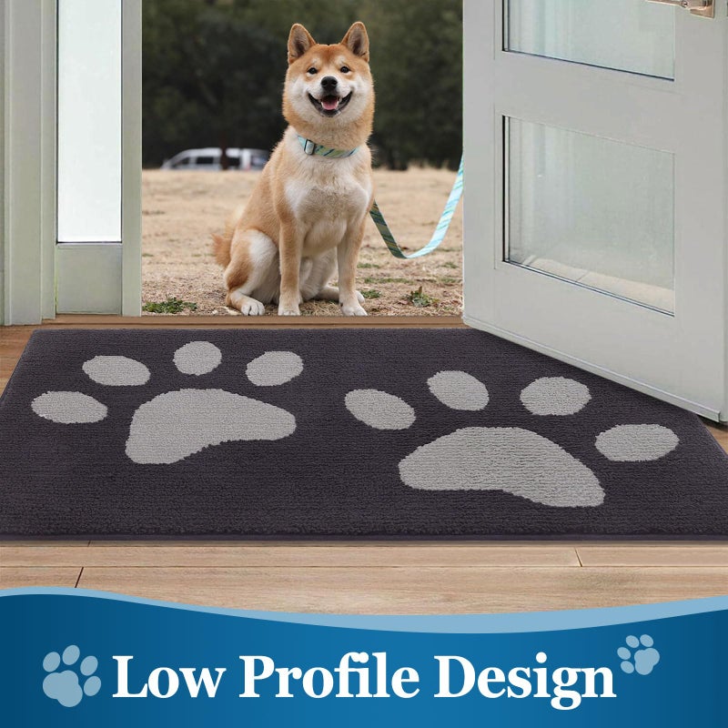 Buganda Dog Door Mat for Muddy Paws  Absorbent Dirt Trapper Washable Indoor Door Mat  Non Slip Low-Profile Mud Mat for Dogs  Front Entrance Door Mat for Inside Floor (70x24 Inches  Dark Grey) - Image 5