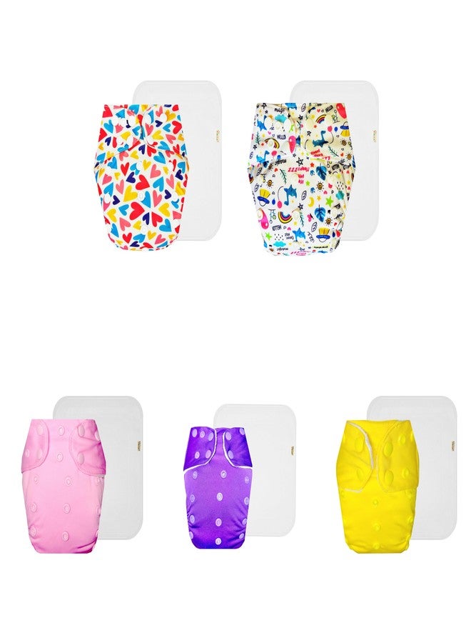 حفاضات دمبلدو القماشية الممتازة مع حشوة قطنية (عبوة من 5) | شعور بالجفاف والراحة | قابلة لإعادة الاستخدام والغسل | سريعة الجفاف | مصممة من قبل الأمهات | من 3 أشهر إلى 3 سنوات | للجنسين - Image 1