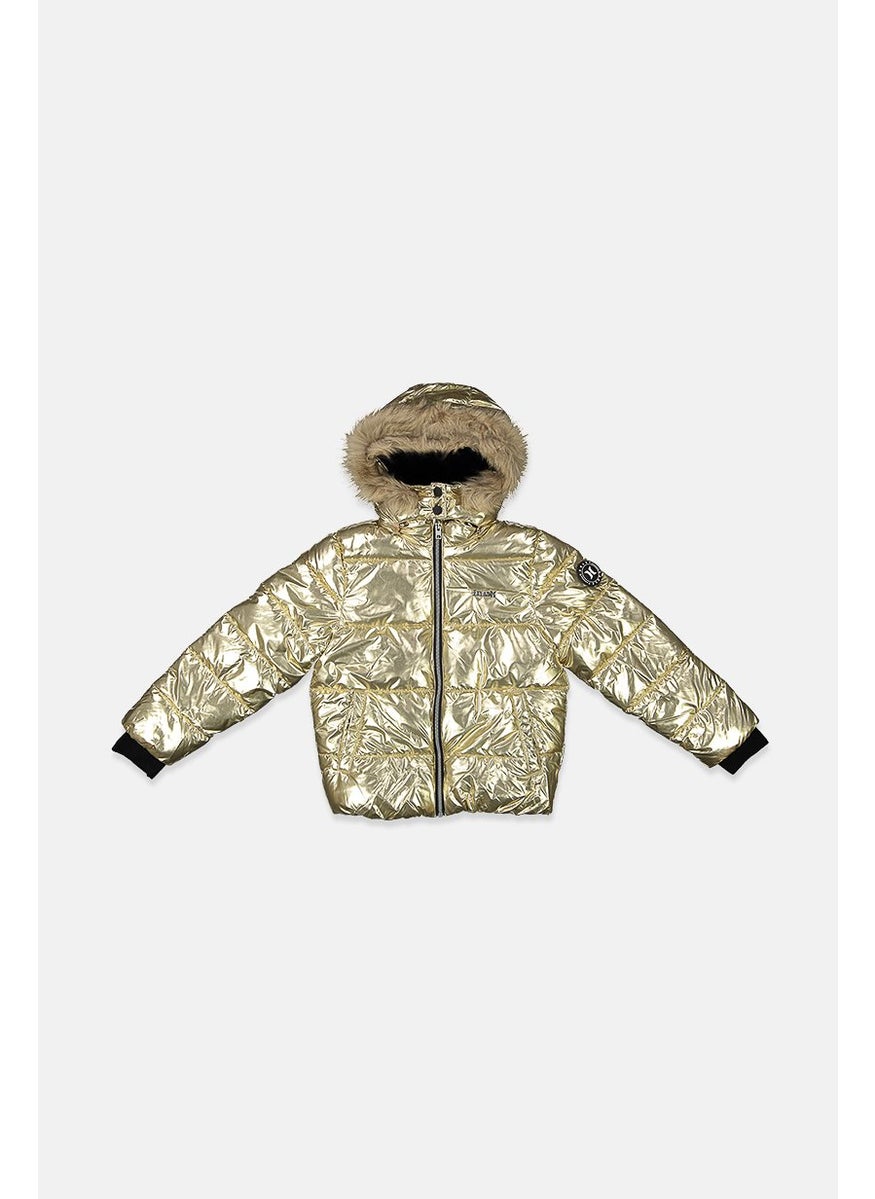 Hurley Kids Girl Quilted Puffer Jacket, Gold  - Image 1