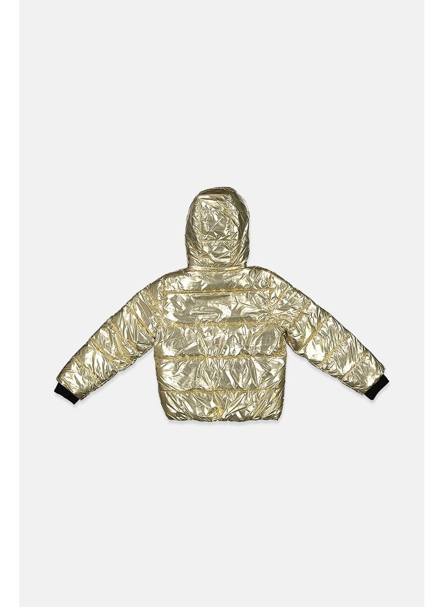Hurley Kids Girl Quilted Puffer Jacket, Gold  - Image 2