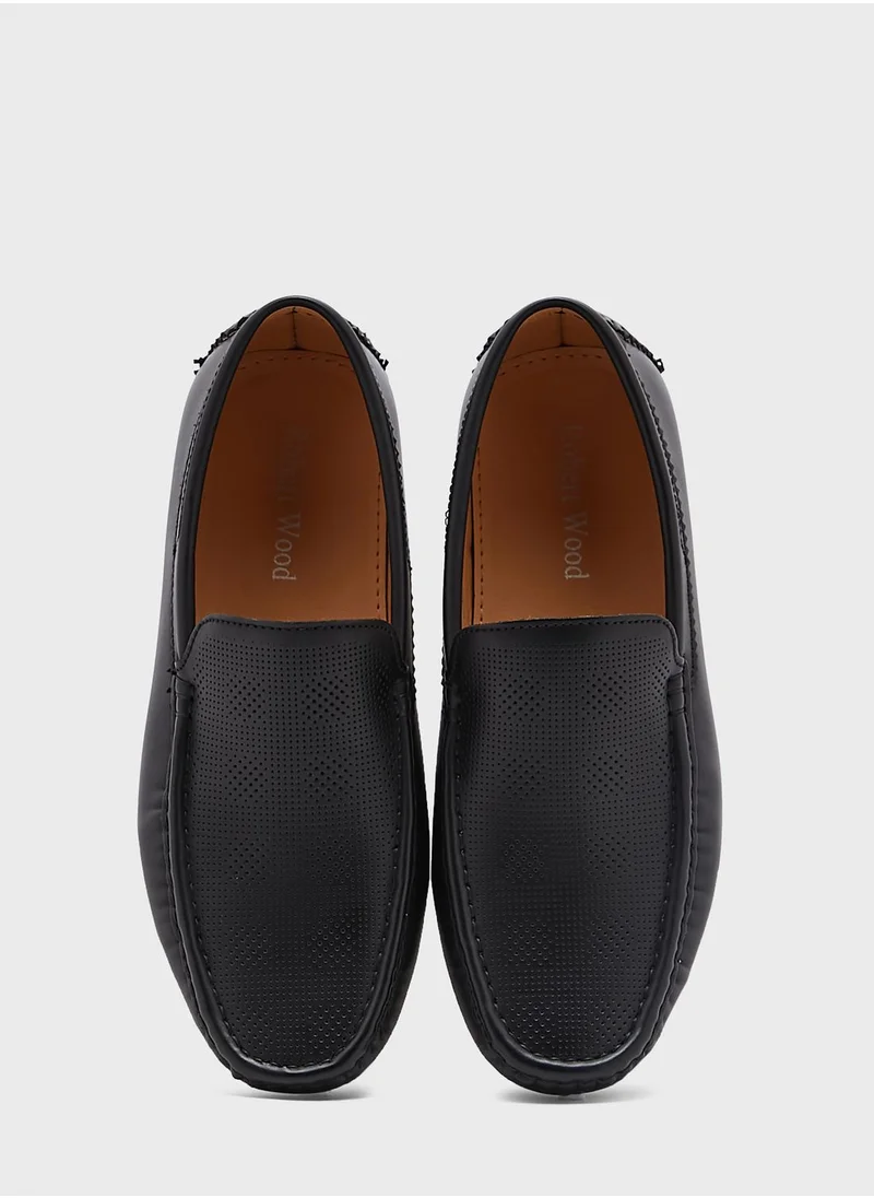 Robert Wood Perforation Detail Casual Moccasins