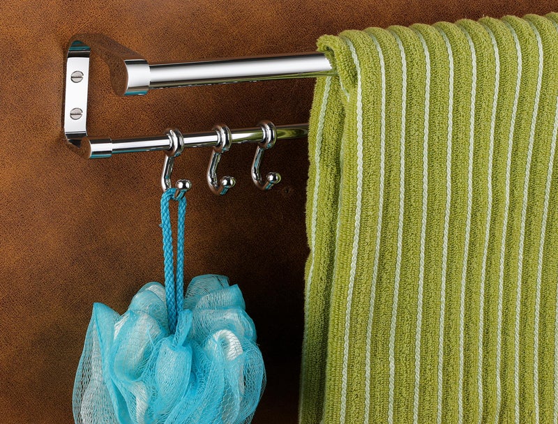 iSTAR L Shape Double Rod Towel Rod Silver Towel Holder 24 inch Longer 2 Bar Towel Rod Stand (Stainless Steel) (Pack of 1) - Image 3