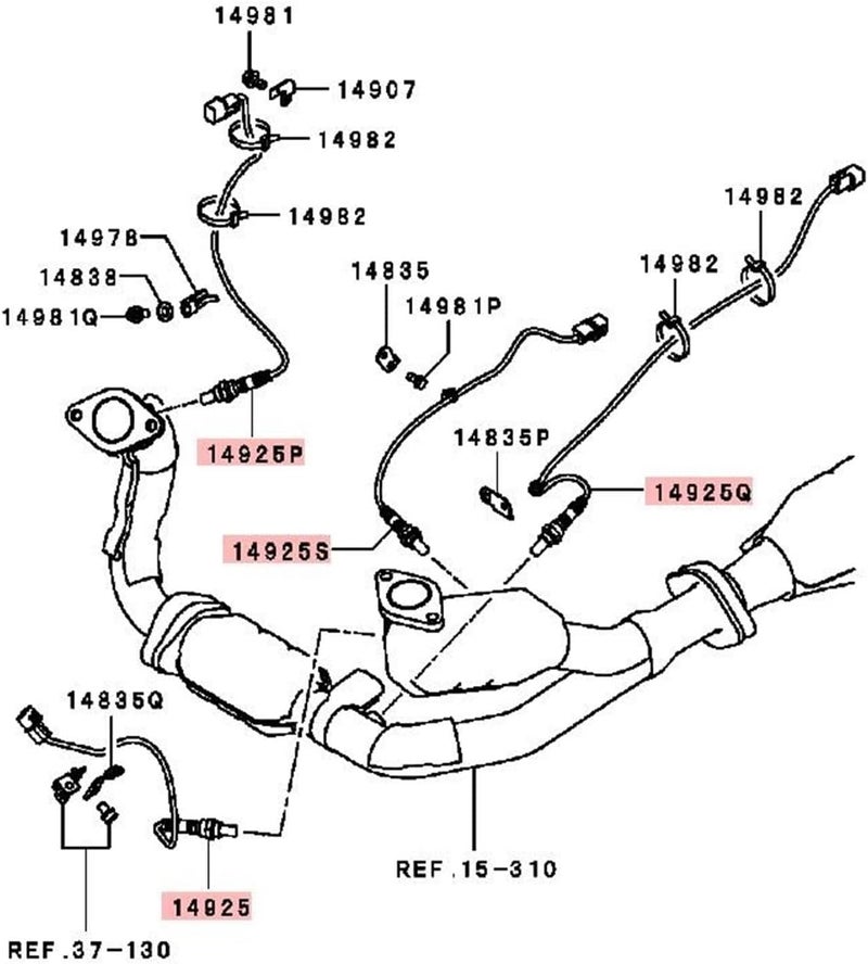 مستشعر أكسجين للتحكم في المحرك متوافق مع موديلات ميتسوبيشي باجيرو مونتيرو V77، V87، V97، 6G75، 3.8L، للسنوات 2000-2020. الأرقام المرجعية: MN158916، MN158670، MN158917، MN158918 (اللون: MN158916) - Image 3