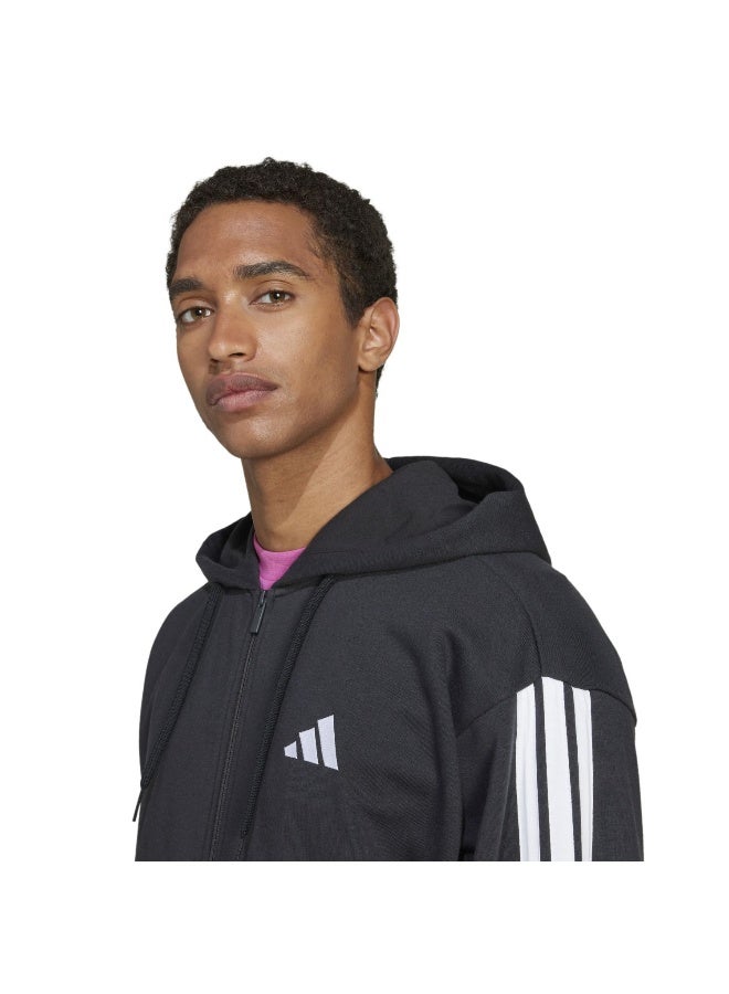 adidas جاكيت رياضي بغطاء رأس أسود للرجال - Image 5