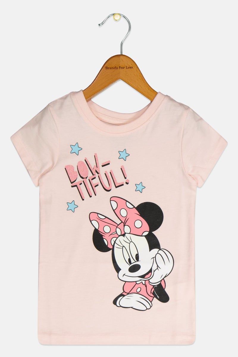 Disney تي شيرت قصير الأكمام لطيف للفتيات مع طباعة ميكي ماوس، وردي - Image 1