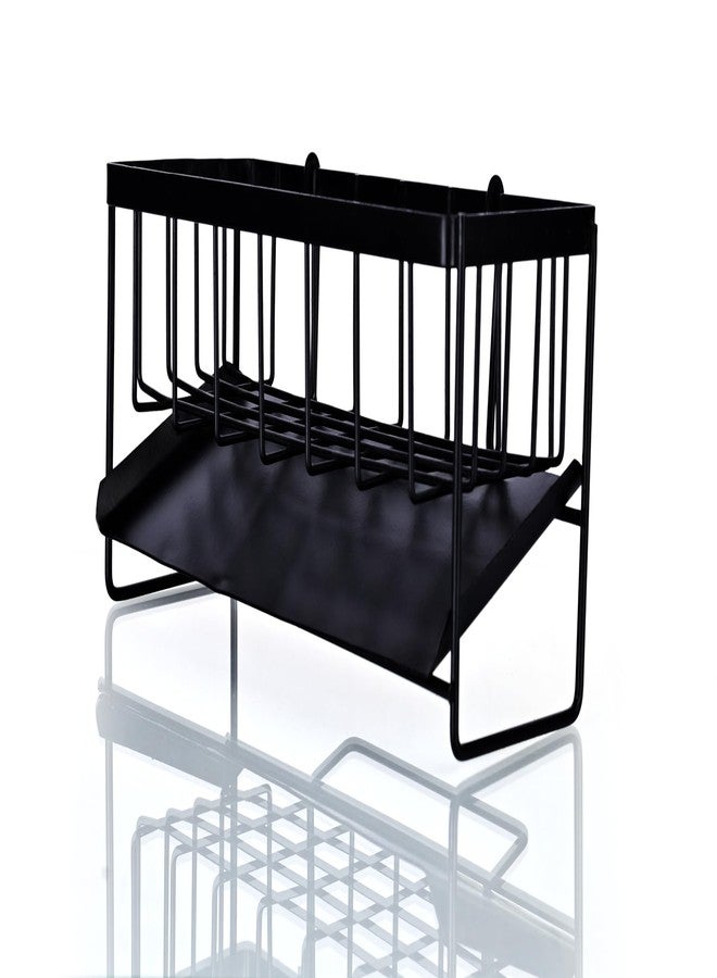 Joystick Kitchen Sink Organizer Caddy, Black Metal,Self-Draining Tray, Sponge Holder with Towel Bar | Bathroom Shelf/Stand for Wall/Accessories Set Pack of 1 - Image 2