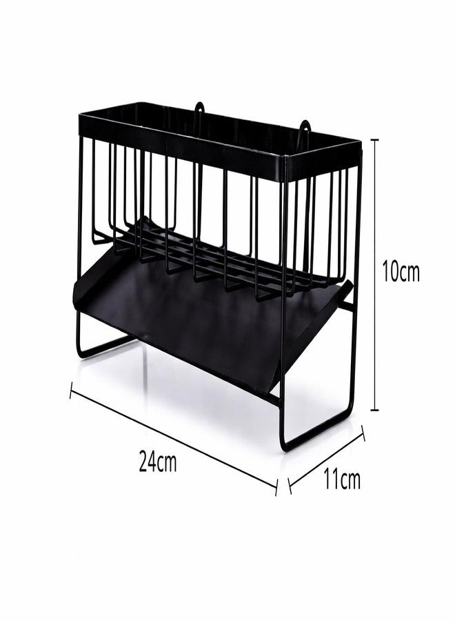 Joystick Kitchen Sink Organizer Caddy, Black Metal,Self-Draining Tray, Sponge Holder with Towel Bar | Bathroom Shelf/Stand for Wall/Accessories Set Pack of 1 - Image 5