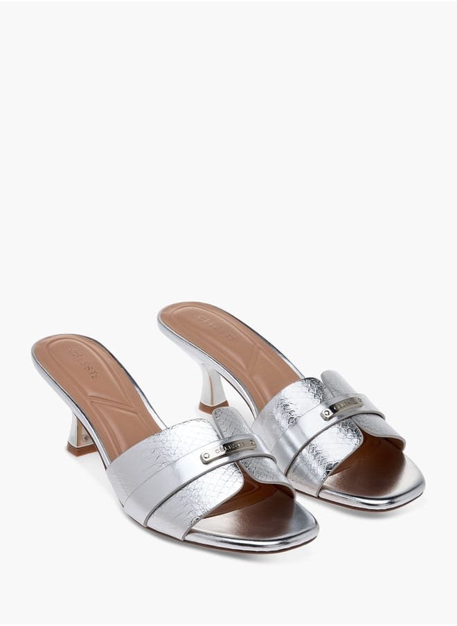 Celeste Women's Animal Textured Slip-On Sandals with Kitten Heels  - Image 1