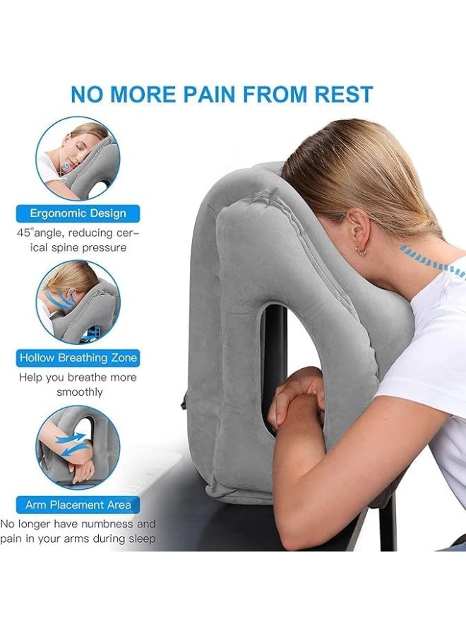 تراسل وسادة سفر قابلة للنفخ للطائرة، وسادة قابلة للنفخ متعددة الوظائف، وسادة سفر مريحة وقابلة للعناق، تدعم الرأس والقطني، تستخدم في الطائرة والسيارة والحافلة والمكتب. - Image 3