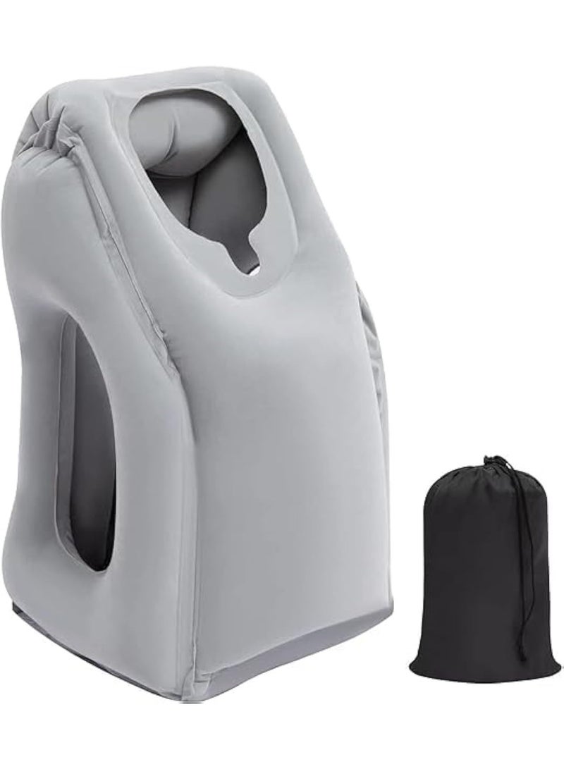 تراسل وسادة سفر قابلة للنفخ للطائرة، وسادة قابلة للنفخ متعددة الوظائف، وسادة سفر مريحة وقابلة للعناق، تدعم الرأس والقطني، تستخدم في الطائرة والسيارة والحافلة والمكتب. - Image 1