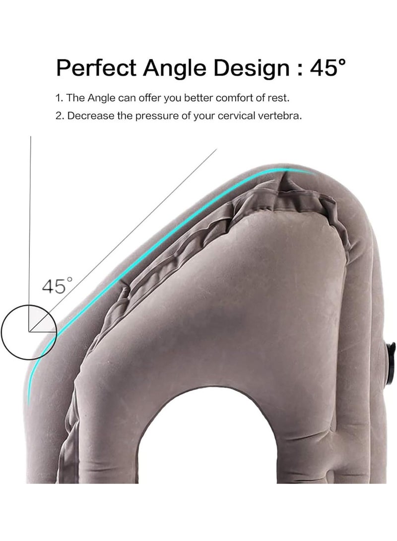 تراسل وسادة سفر قابلة للنفخ للطائرة، وسادة قابلة للنفخ متعددة الوظائف، وسادة سفر مريحة وقابلة للعناق، تدعم الرأس والقطني، تستخدم في الطائرة والسيارة والحافلة والمكتب. - Image 4
