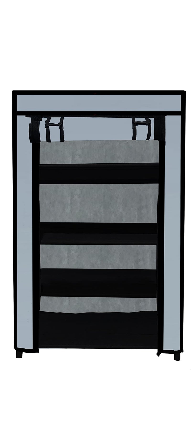 SANAMSTORE Multipurpose 4 Tier Rack Shoe/Clothes/books stand Rack with cover for home (Need to Be Assemble - DIY) -Grey, Metal, Cm - Image 4