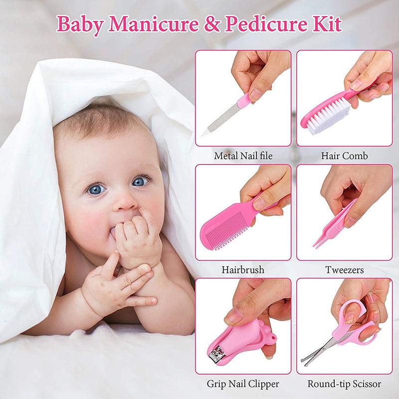 Baby Grooming Kit Set 13 PCS Baby Healthcare and Grooming Kit Thermometer Feeder Nasal Aspirator Finger Toothbrush Newborn Manicure Set Infant Nail Clippers Hairbrush Tool Set - Image 3
