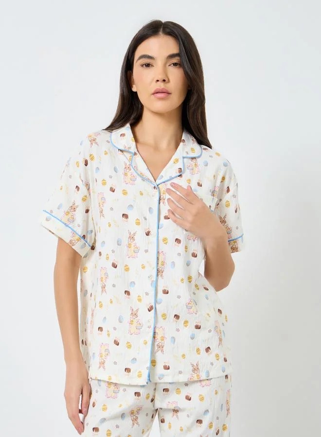 Take Two Take Two Pack of 3 - All Over Rabbit Print Shirt, Shorts and Pyjama