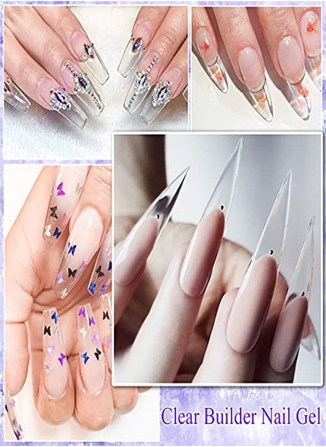 Saviland Builder Nail Gel Kit - 60G Clear Nail Extension Gel Set Nail Strengthen Nail Art Manicure Set With 100Pcs Nail Forms And Acrylic Nail Brush For Beginners  - Image 2