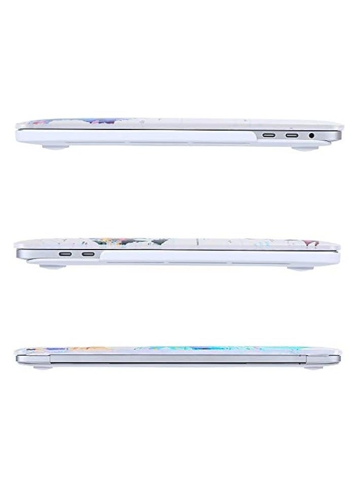 بروماس متوافق مع حافظة MacBook Pro مقاس 13 بوصة M2 2022، 2021، 2020-2016 A2338 M1 A2251 A2289 A2159 A1989 A1708 A1706، غطاء صلب من الرخام السحابي البلاستيكي وغطاء لوحة مفاتيح وواقي شاشة، خريطة العالم - Image 3