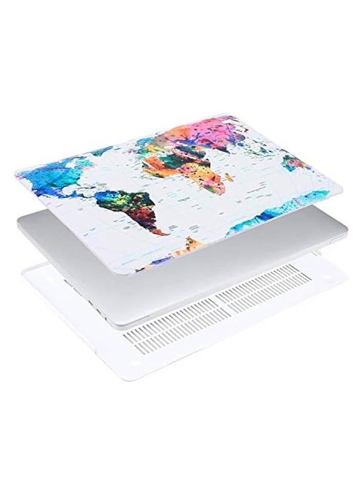 بروماس متوافق مع حافظة MacBook Pro مقاس 13 بوصة M2 2022، 2021، 2020-2016 A2338 M1 A2251 A2289 A2159 A1989 A1708 A1706، غطاء صلب من الرخام السحابي البلاستيكي وغطاء لوحة مفاتيح وواقي شاشة، خريطة العالم - Image 4