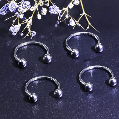 D.Bella 18G Surgical Steel Nose Septum Horseshoe Hoop Eyebrow Lip Navel Belly Nipple Piercing Ring 10mm Helix Tragus Daith Rook Earrings w Replacement Spikes - Image 3