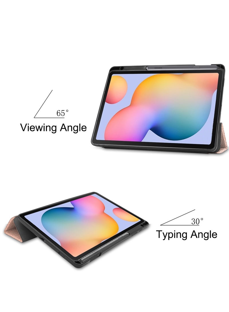 Samsung Galaxy Tab S6 Lite 10.4 inch-2024 protective shell, shockproof and impact resistant with pen slot, TPU material with magnetic absorption function, automatic wake-up, lightweight and yellowing resistant, Samsung Galaxy Tab S6 Lite 10.4 inch-2024 protective shell (rose gold) - Image 3