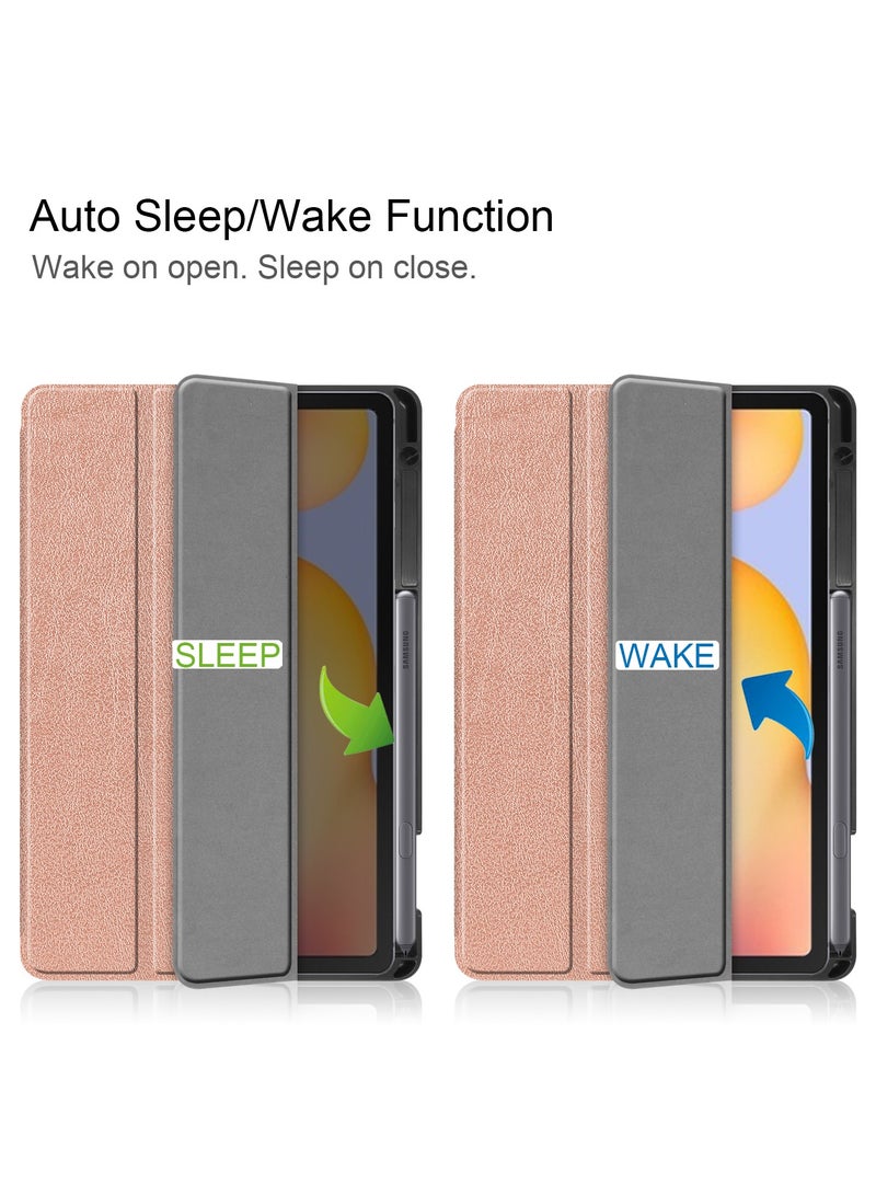 Samsung Galaxy Tab S6 Lite 10.4 inch-2024 protective shell, shockproof and impact resistant with pen slot, TPU material with magnetic absorption function, automatic wake-up, lightweight and yellowing resistant, Samsung Galaxy Tab S6 Lite 10.4 inch-2024 protective shell (rose gold) - Image 2