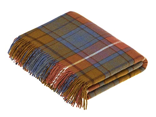 Moon Wool Plaid Throw Blanket, Merino Labmswool, Tartan Antique Buchanan, Made in UK - Image 5