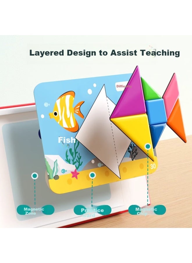 Buluqi Magnetic Tangram Educational Toy For Boys, Early Learning Puzzle, Math And Geometry Teaching Aid For Elementary School Students, Gift - Image 2