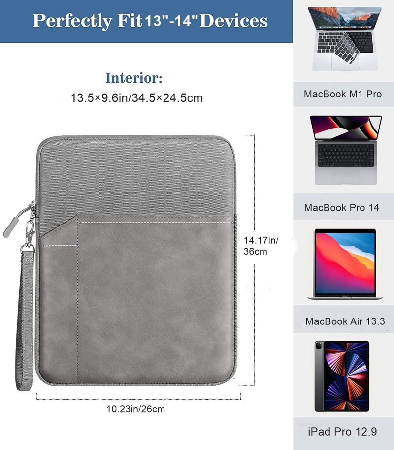 ProElite غطاء كم من البوليستر 13" إلى 14" لجهاز سامسونج جالاكسي تاب S11/S10/S9/S8 ألترا 14.6 بوصة، لابتوب 13-13.3 بوصة، متوافق مع ماك بوك إير/برو 14 بوصة A2442، آيباد برو 12.9، أزرق - Image 2