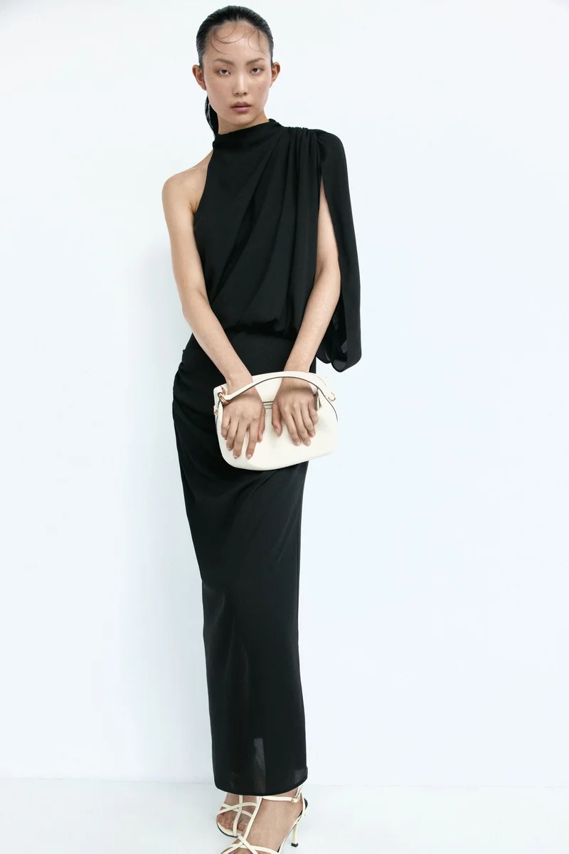 H&M Draped one-shoulder dress