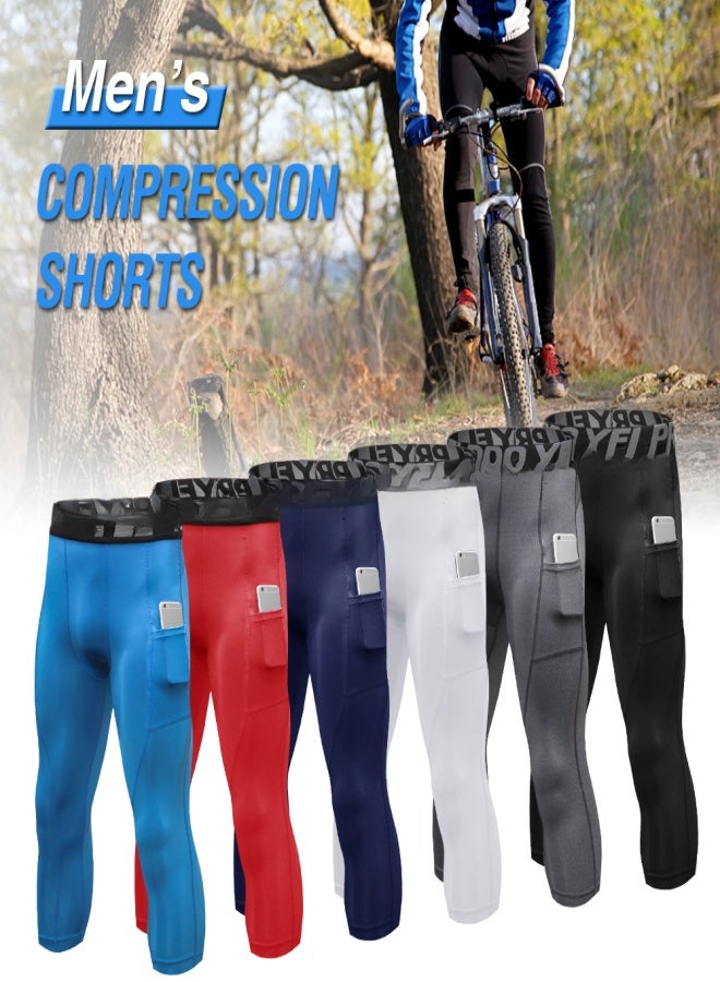 YEL PRO 3 Packs Men High Waist Yoga Pants Quick Dry Sports Pants Fitness Leggings Workout Pants with Pocket - Image 5