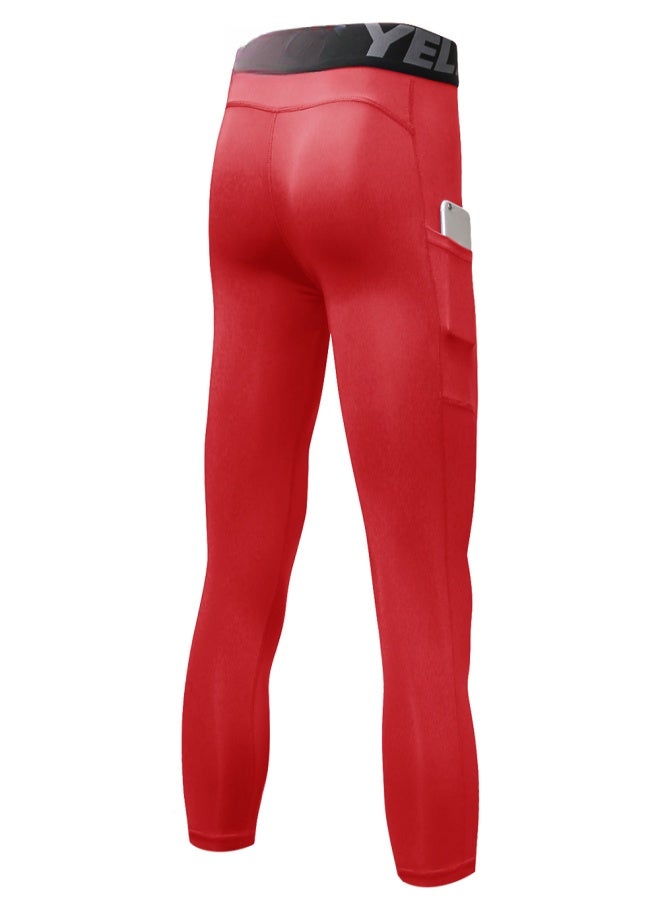 YEL PRO 3 Packs Men High Waist Yoga Pants Quick Dry Sports Pants Fitness Leggings Workout Pants with Pocket - Image 2