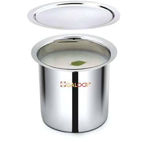 GALOOF Stainless Steel Deep Gunj with Lid for Boiling Milk and Water | Flat Bottom Deep Milk Pot with Lid Set of 3 | Long Tapeli Milk Boiler Vessel | 1 L, 1.3 L, 1.7 L Set of 3 - Image 3