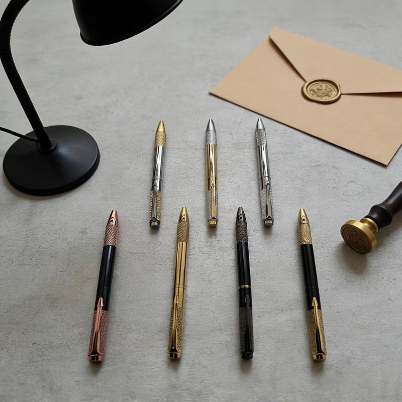 Golden Heavy Metal Ballpoint Pen Up Down Engraved High End Business Writing - Image 1