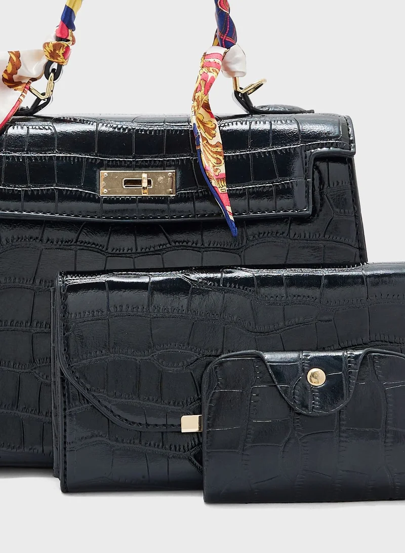 ELLA 3 In 1  Handbag Set With Satchel , Croosbody And Wallet Set