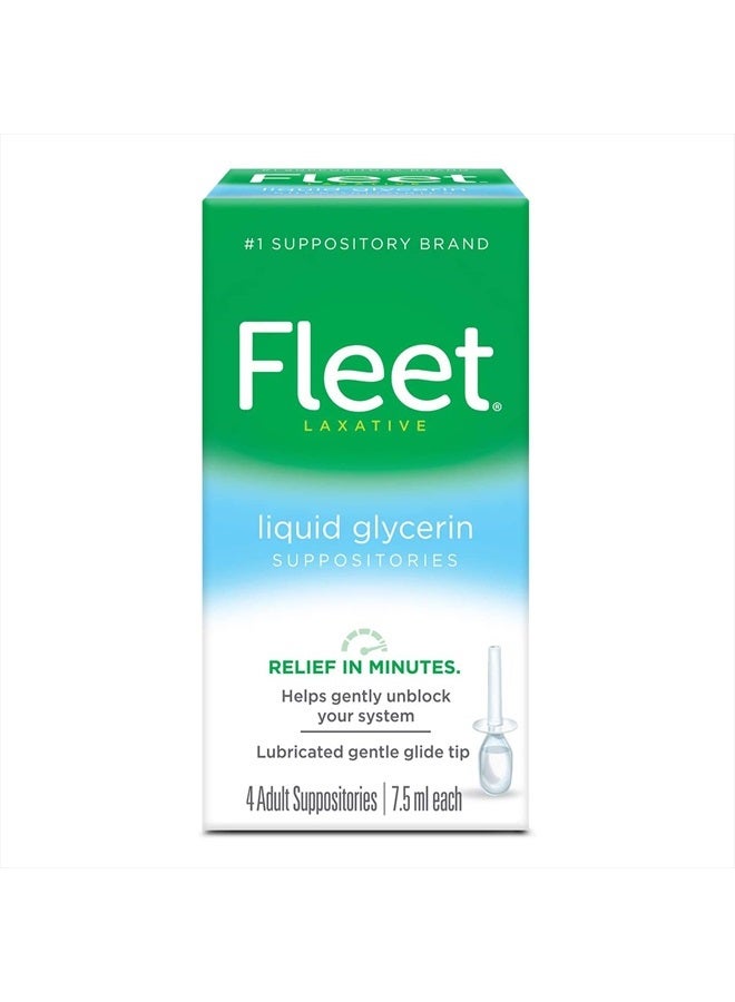 Fleet تحاميل الجلسرين السائلة للإمساك لدى البالغين، 4 قطع (عبوة من 1) - Image 1